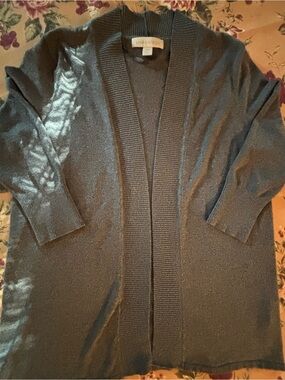 Laura Ashley Charcoal Open-Front Knit Cardigan